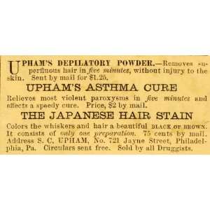 1871 Ad S C Uphams Asthma Cure Japanese Hair Stain 