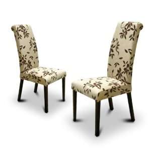  Set of 2 Floral Fabric Dinning Parson Chairs Kitchen 