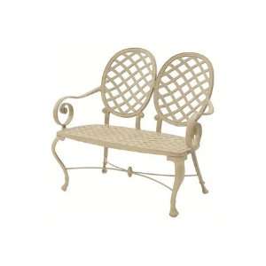 Suncoast Monticello Cast Aluminum Metal Arm Patio Bench Arctic White 