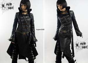   Shop Visual Kei Punk Cosplay Gothic Cyber long Jacket Black  