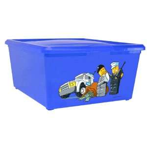  IRIS LEGO Storage Box with 1 Base Plate, Transparent Blue 