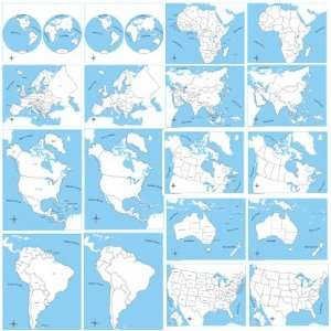    Montessori   Labeled & Unlabeled 18 Control Maps Toys & Games