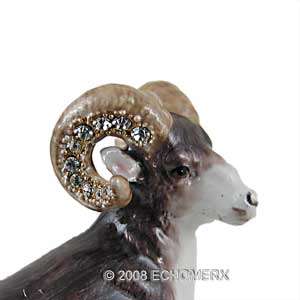 Ram Goat Trinket Box Bejeweled w/Swarovski crystals NEW  