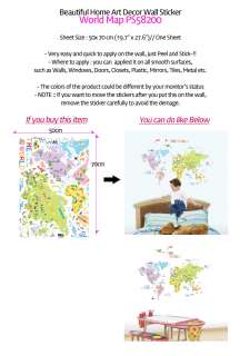 World Map ★Home Deco Art Wall Stickers PS58200  