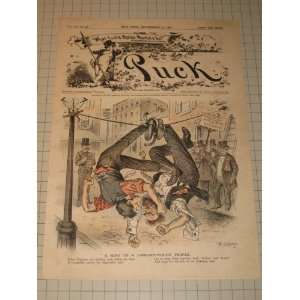  Fighting Plumbers   Unions   1886 Puck Color Litho 