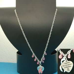  Necklace ~ Pink Ribbon/Heart ~ Breast Cancer Awareness 