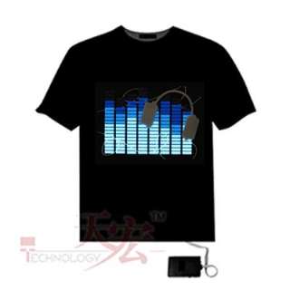 Sound Activated EL Equalizer LED T Shirt Earphone Disc  