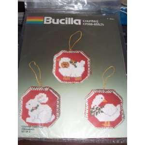  Bucilla Counted Cross Stitch Country Christmas Ornaments 