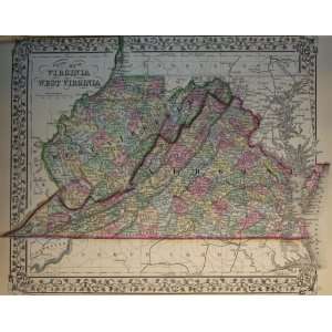  Mitchell Map of Virginia / West VA (1869)