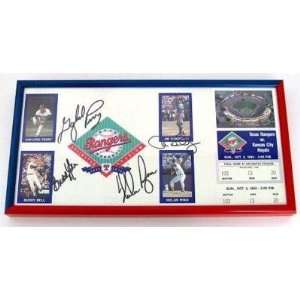   Rangers 4x Autographed Ticket Display SI   Signed MLB Baseball Tickets