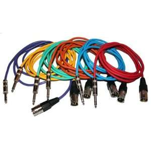 Seismic Audio   6 Pack of 6 Feet Snake Patch Colored Cables XLR Male 