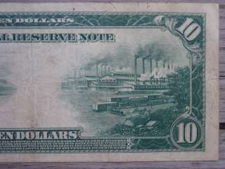 US Currency 1914 $10.00 Federal Reserve Note Old Paper Money Nice 