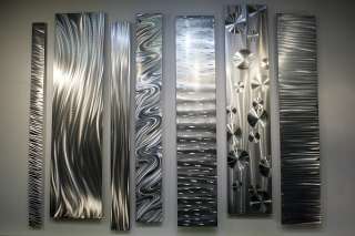   Abstract Silver Metal Canvas Wall Art Decor Sculpture Divided Unison