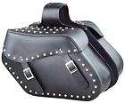   OVER DOME RIVET FLAT TOP REAL LEATHER MOTORCYCLE SADDLE BAGS UNIK
