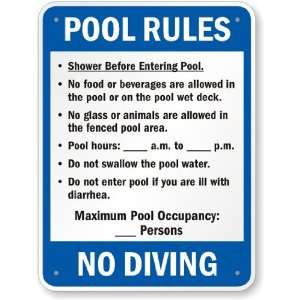 Florida Pool Rules Sign Aluminum, 30 x 24