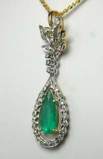 40 cts Classic Art Deco Colombian Emerald & Diamond Pendant  