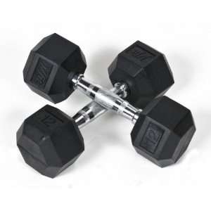  Pair of Rubber Coated Hex Dumbbells Size  12 lbs Sports 