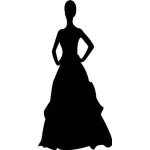 com People Silhouette Wall Decals   Woman Big Dress Pretty Silhouette 
