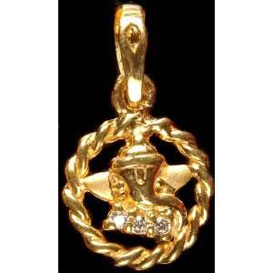  Lord Ganesha Pendant with Large Ears   18 K Gold 