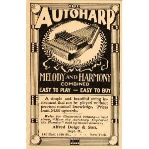  1898 Vintage Ad Autoharp String Instrument Alfred Dolge 