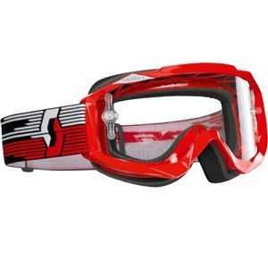 Scott Hustle Snocross Goggle Red w/ Chrome Lens  Sports 
