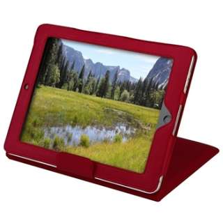 For Apple iPad 1 Red Leather Case w/Stand+Film+Stylus  