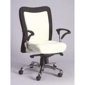  White with Black Leatherette Midback Office Desk Chair 