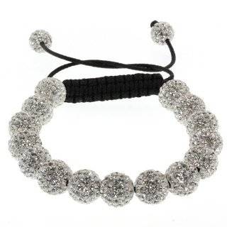 Fully Iced Out Hip Hop 15 White Disco Ball Adjustable Pave Bracelet by 