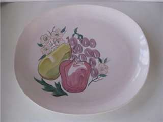 Vintage Red Wing Hand Painted Fruit Pink Platter 1947  