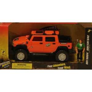  Outdoor Adventure Orange Hummer Pickup with Driver Toys & Games