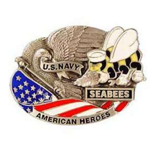  U.S. Navy SEABEES American Heroes Belt Buckle Enamel 