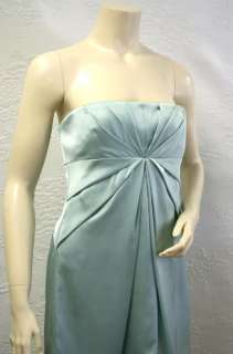 brand new bcbg max azria aqua mist colored strapless satin woven dress 