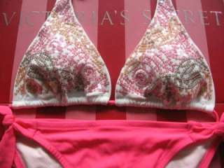   Pink Sequin VICTORIAS SECRET Brazilian String Bikini Set S M L  