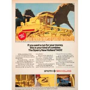 1977 Ad Sperry New Holland 1400 Combine Grain Harvesting Horses Rand 