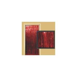  3 x 8 Red Metallic Fringed Door Curtain Health 