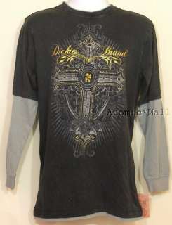 Dickies Shirt Gold Leaf Archaic Cross Floral Motif S  