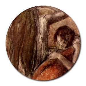  Two Girls By Edgar Degas Round Mouse Pad