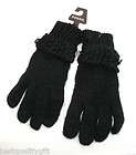 FOSSIL BLACK 100% ACRYLIC WINTER KNITTED GLOVES+SILVER TONE HARDWARE 