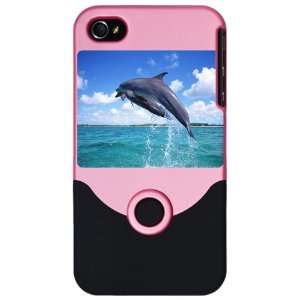  iPhone 4 or 4S Slider Case Pink Dolphins Singing 