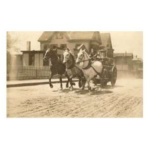  Horse Drawn Fire Engine Racing to the Fire Premium Poster 