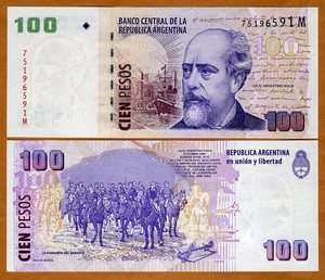 Argentina, 100 Pesos, ND (2010), P 357 New, M Serie, UNC  