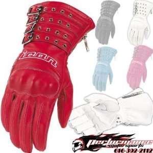  Icon Womens Tuscadero Gloves   Small/Red Automotive