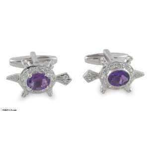  Amethyst cufflinks, Magic Turtle Jewelry