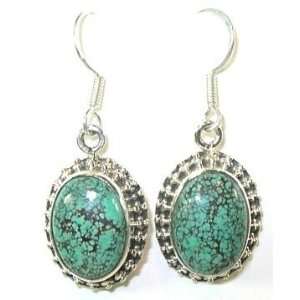  Oval Turquoise & Silver Earrings