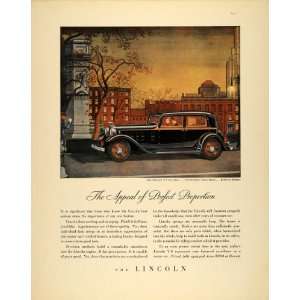   Ad Lincoln V 8 Cylinder Two Window Town Sedan Ford   Original Print Ad