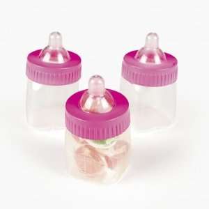   of 6 Baby Girl Pink Baby Bottle Containers Shower Party Favors Baby