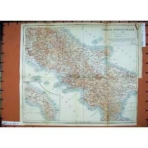   1912 Colour Map Italy Italia Meridionale Napoli Roma