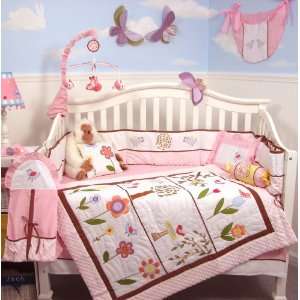  SoHo Pink Summer Bird Songs Baby Crib Nursery Bedding Set 