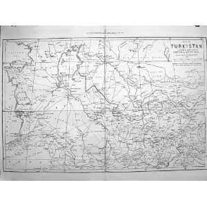  1873 Map Turkistan Caspian British India Khiva Aral