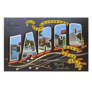  Greetings from Fargo, North Dakota Giclee Poster Print 